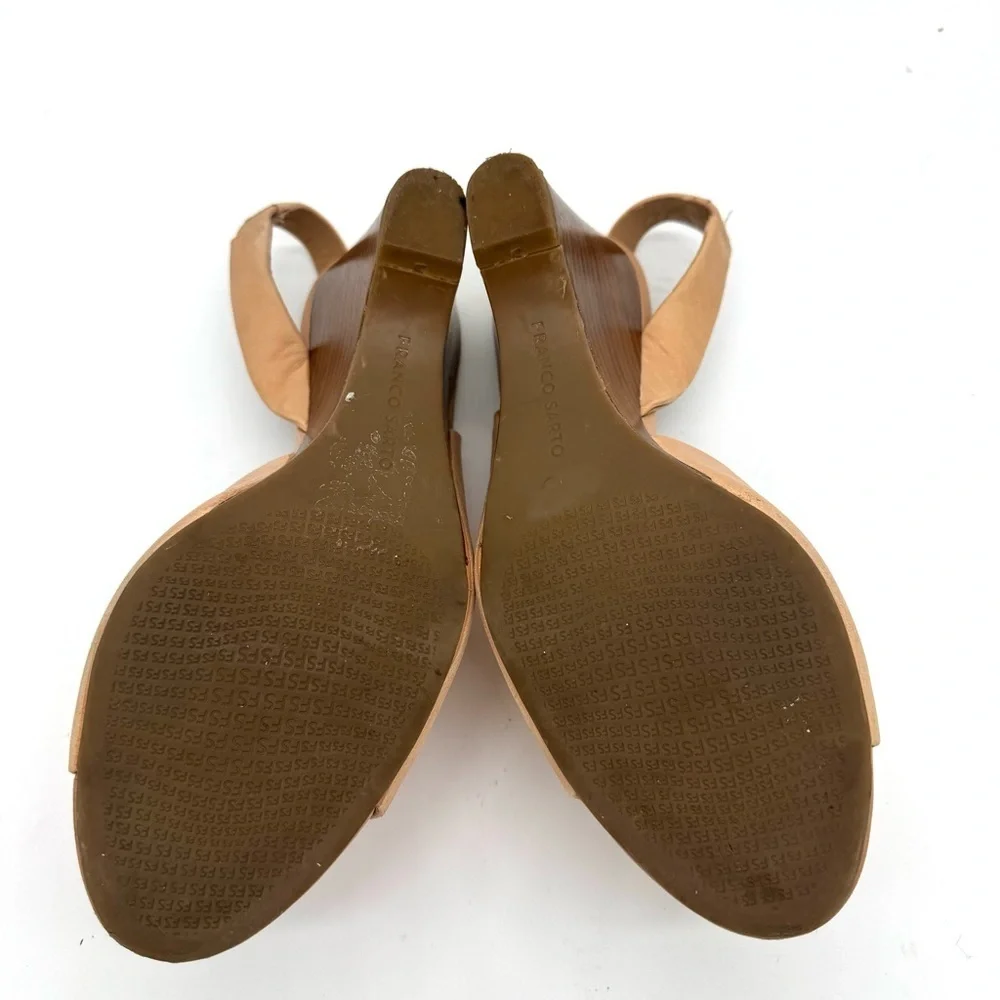 Franco Sarto Tahoe Tan Leather Wedge Sandals